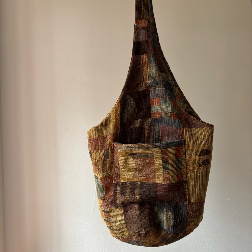 Boho Patchwork Sling Tote in Earth Tones